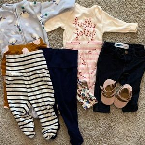Jeans leggings shoes onesie baby girl lot